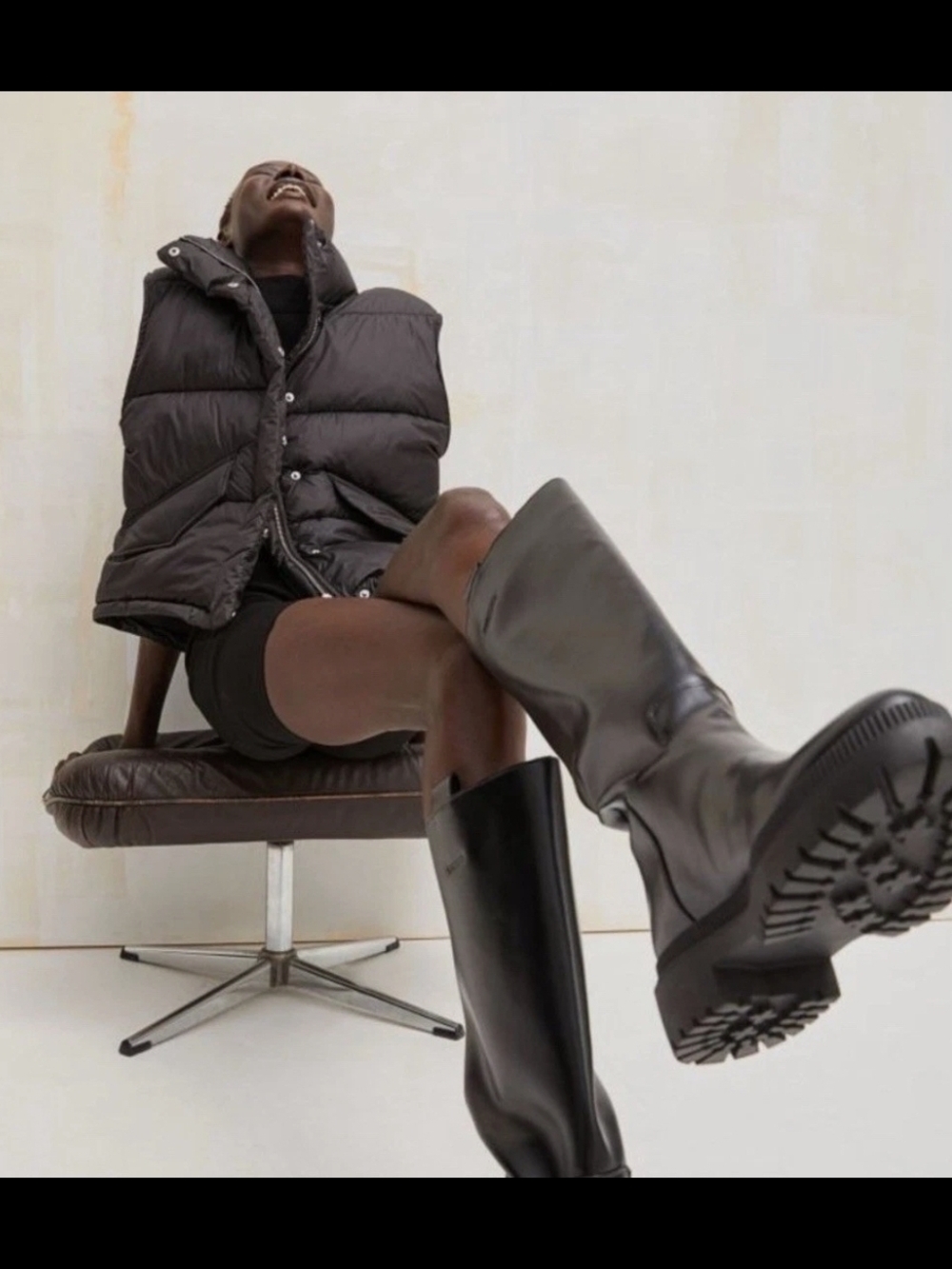 H&M Black Over-The-Knee Boots with Lug Sole